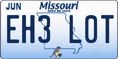 MO license plate EH3L0T