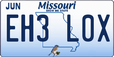 MO license plate EH3L0X