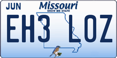 MO license plate EH3L0Z