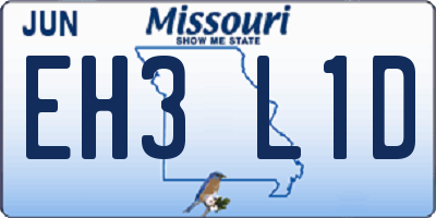 MO license plate EH3L1D