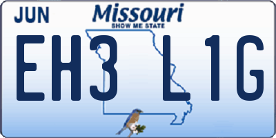 MO license plate EH3L1G
