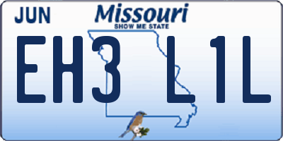 MO license plate EH3L1L