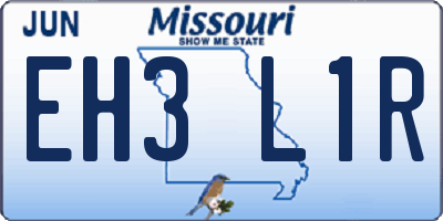 MO license plate EH3L1R