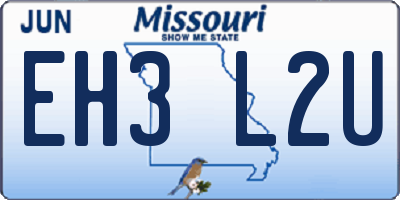 MO license plate EH3L2U