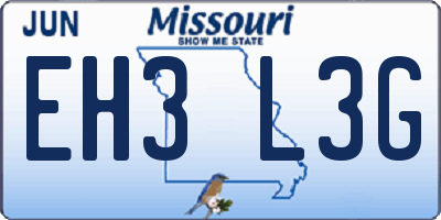 MO license plate EH3L3G