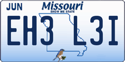 MO license plate EH3L3I