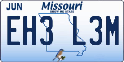 MO license plate EH3L3M