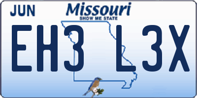 MO license plate EH3L3X