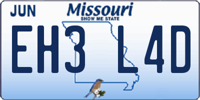 MO license plate EH3L4D
