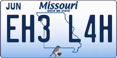 MO license plate EH3L4H