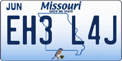 MO license plate EH3L4J