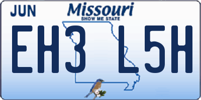 MO license plate EH3L5H