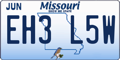 MO license plate EH3L5W