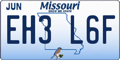 MO license plate EH3L6F