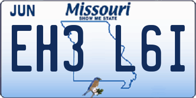 MO license plate EH3L6I