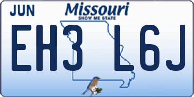 MO license plate EH3L6J