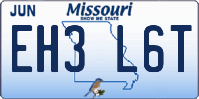MO license plate EH3L6T