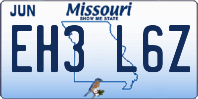 MO license plate EH3L6Z