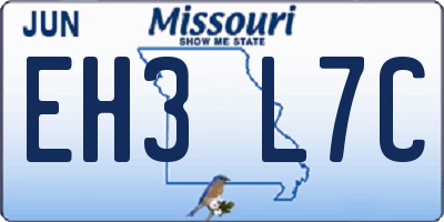 MO license plate EH3L7C