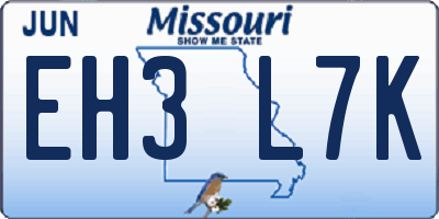 MO license plate EH3L7K
