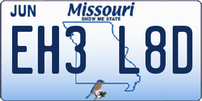 MO license plate EH3L8D