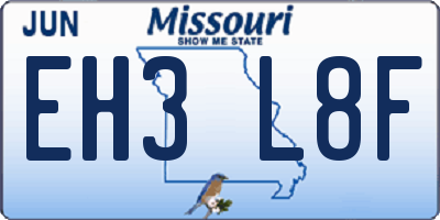 MO license plate EH3L8F