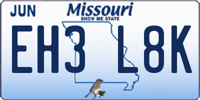 MO license plate EH3L8K