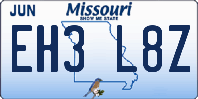 MO license plate EH3L8Z