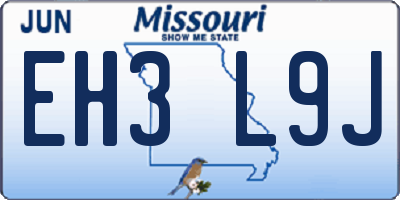 MO license plate EH3L9J