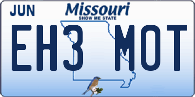 MO license plate EH3M0T