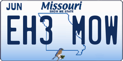 MO license plate EH3M0W