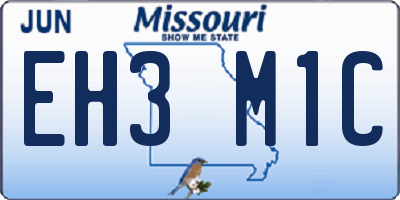 MO license plate EH3M1C