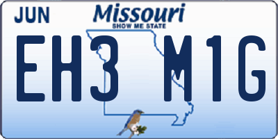 MO license plate EH3M1G