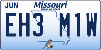 MO license plate EH3M1W