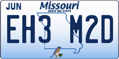MO license plate EH3M2D
