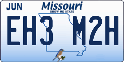 MO license plate EH3M2H