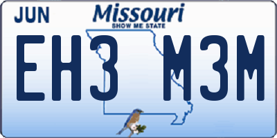 MO license plate EH3M3M