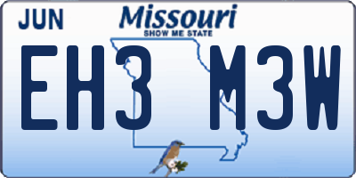MO license plate EH3M3W