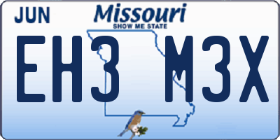 MO license plate EH3M3X