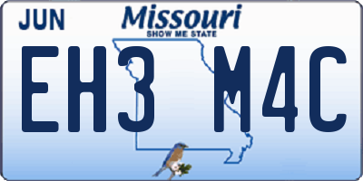 MO license plate EH3M4C