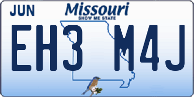 MO license plate EH3M4J