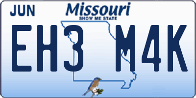 MO license plate EH3M4K