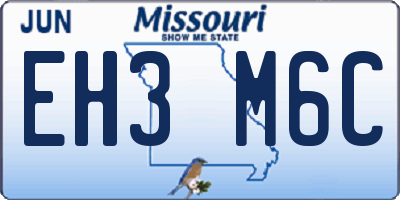 MO license plate EH3M6C