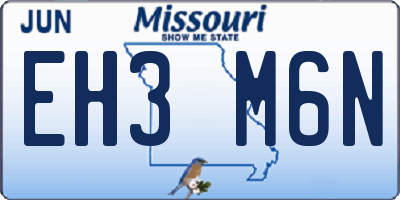MO license plate EH3M6N