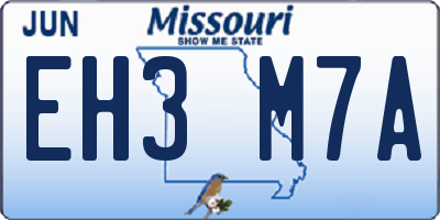 MO license plate EH3M7A