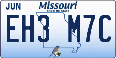 MO license plate EH3M7C