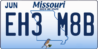 MO license plate EH3M8B