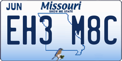MO license plate EH3M8C
