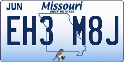MO license plate EH3M8J