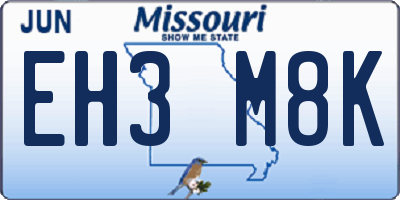 MO license plate EH3M8K